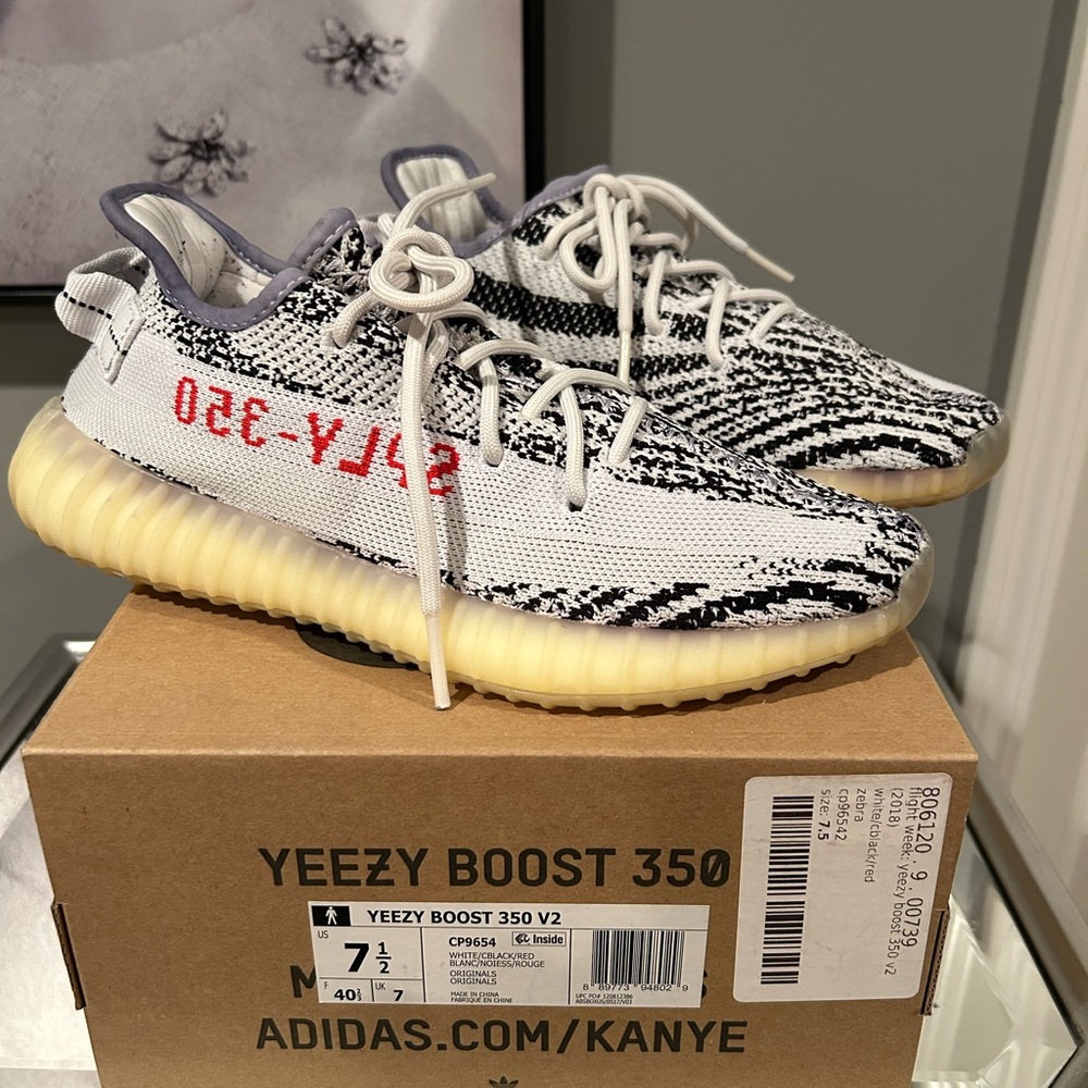 adidas Yeezy Boost 350 V2 White/Black with Red Stripe